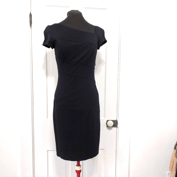 Asymmetrical Navy Slim Fitting Dress Size 2 - Picture 2 of 15